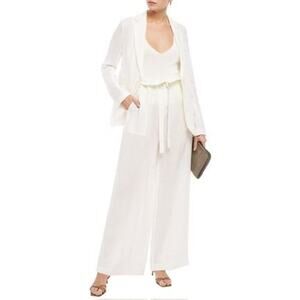 Nili Lotan 100% Linen Cream Ivory Esmae Wide Leg Pants Size Large